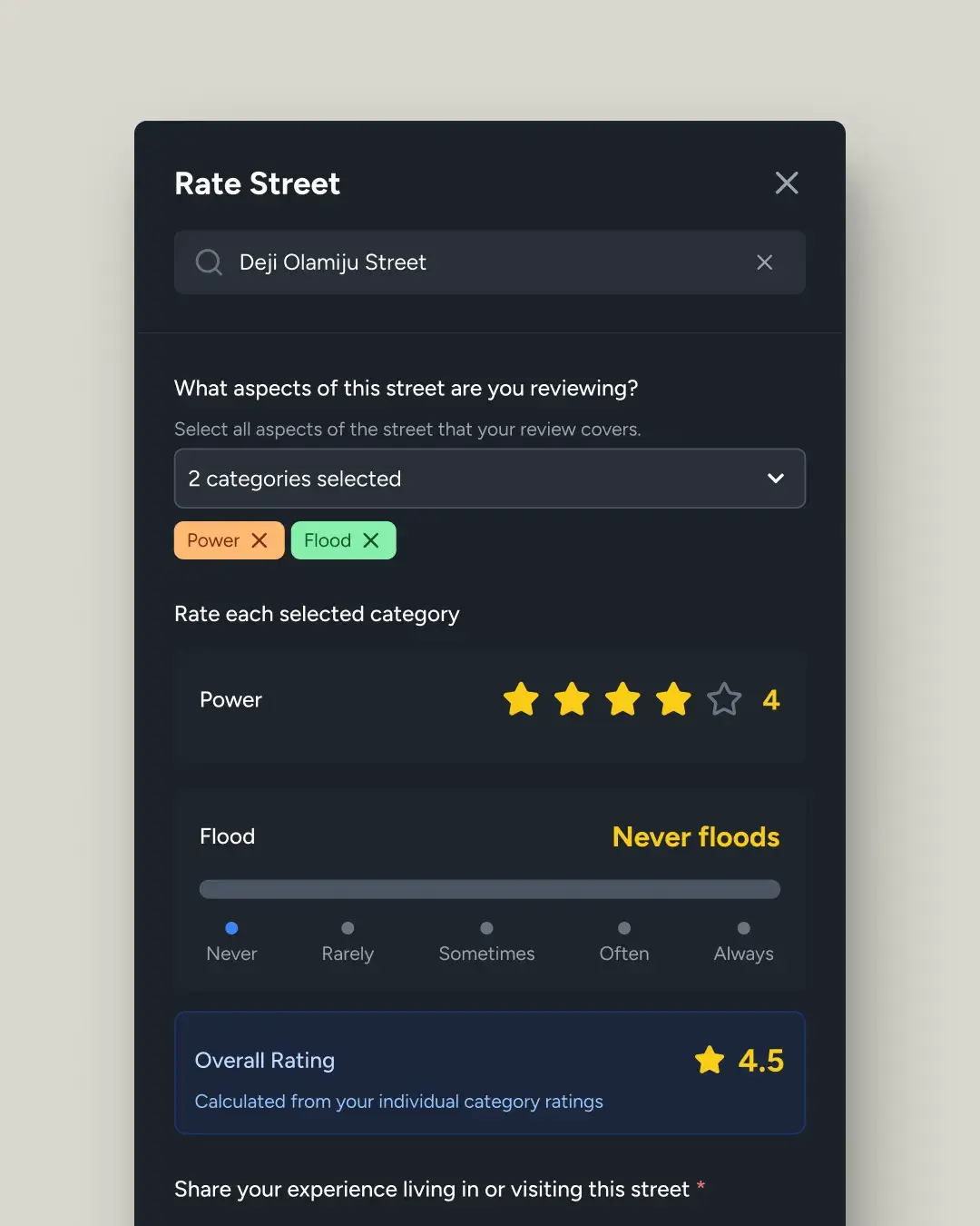 Rate what you selected